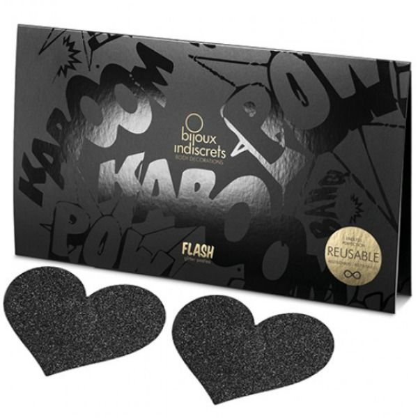 decorations corporelles coeur pailletees Bijoux Indiscrets Noir