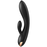 Satisfyer Double Flex, rabbit vibrant en silicone, coloris noir