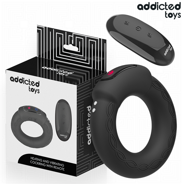 Anneau pénien vibrant chauffant Addicted Toys, silicone, télécommande