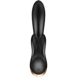 Satisfyer Double Flex, rabbit vibrant en silicone, coloris noir
