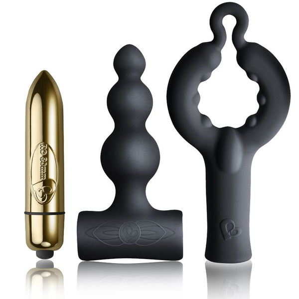 Coffret plaisir à deux Rocks-Off Be Mine, trois pièces vibrantes, noir