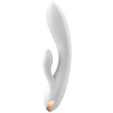 Satisfyer Double Flex, rabbit vibrant en silicone, coloris blanc