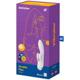 Satisfyer Double Flex, rabbit vibrant en silicone, coloris blanc